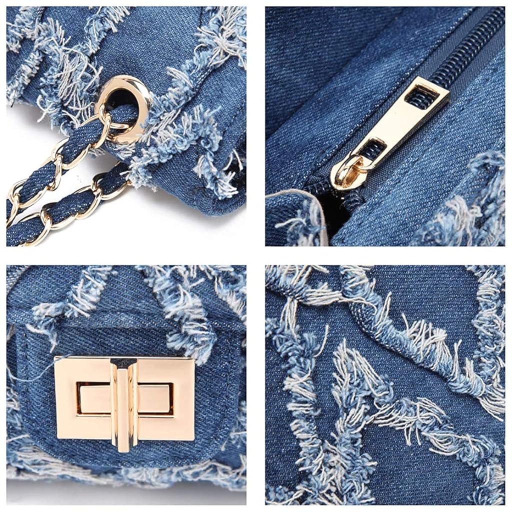 PALAY® Small Shoulder Bag for Women Fashion Blue Denim Crossbody Shoulder Bag Chain Bag Shoulder Bag Phone Bag Evening Bag Metal Interlock Closure Dainty Casual Shoulder Bag PALAY® Small Shoulder Bag for Women Fashion Blue Denim Crossbody Shoulder Bag Chain Bag Shoulder Bag Phone Bag Evening Bag Metal Interlock Closure Dainty Casual Shoulder Bag